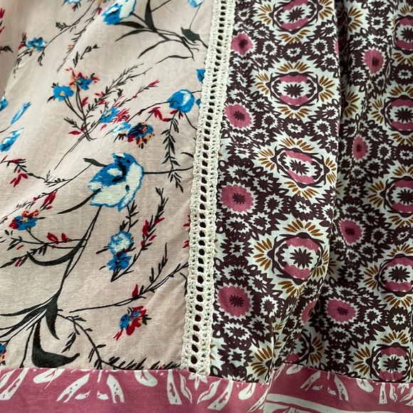 Sundance Everyday Dream Dress pink brown cream boho floral crochet loose size S - Picture 12 of 16